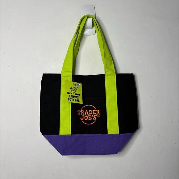 SET 4x ALL STYLES Trader Joe’s MINI Tote Bag Halloween Black Purple Green Orange - Picture 2 of 16